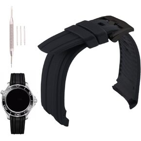 Compatible for 20mm Omega Seamaster diver 300m 300 Aqua-Terra 150m AT150 Speedmaster Moonwatch Rubber Watch Band Replacement for men Silicone Wirstband Strap women Bracelet