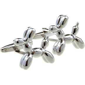 Balloon Dog Puppy Pair Cufflinks in a Presentation Gift Box & Polishing Cloth