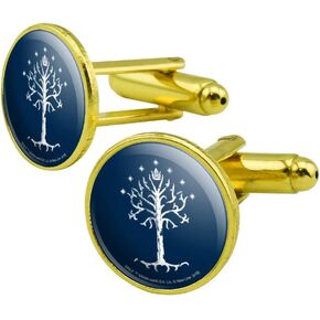 GRAPHICS & MORE Lord of The Rings Tree of Gondor Round Cufflink Set Gold Color