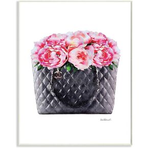 Stupell Industries Pink Flower Purse Glam Fashion Watercolor Design, Designed by Amanda Greenwood Art, 10x15, Wall Plaque