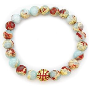 FYXYZ Natural stone Beaded Basketball Bracelet Basketball Gifts for Boys Girls Women Sports Jewelry