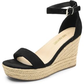 DREAM PAIRS Women's Open Toe Espadrilles Wedge Sandals, Comfortable Adjustable Ankle Strap 3.6 Inch Platform Sandals - Suitable for Vocation Walking Beach Dressy Summer Shoes