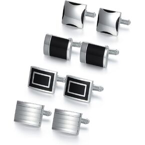 UJOY Mens Cufflinks Set 4 Pairs Formal Business Shirts Dress Buttons Cuff Link Box Packed T0204001