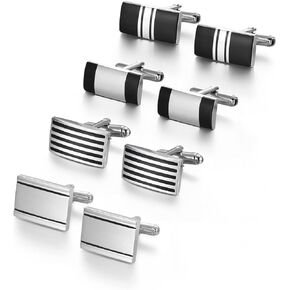 UJOY Mens Cufflinks Set 4 Pairs Formal Business Shirts Dress Buttons Cuff Link Box Packed T0204001