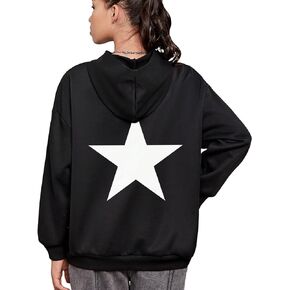 SOLY HUX Girl's Hoodies Graphic Star Print Long Sleeve Drop Shoulder Pullover Sweatshirt
