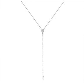 Dainty Sterling Silver Necklace Small Waterdrop Lariat Necklace Y-Shaped