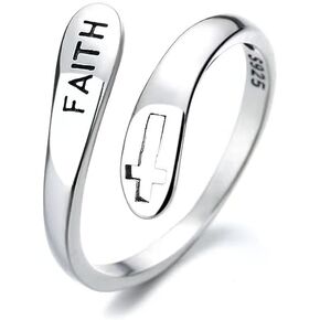 s925 Sterling Silver Adjustable Ring High Polished Stackable Cross hollow Ring Eternity Bands Minimalist Jewelry Gift