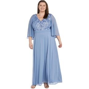 R&M Richards Women's Long Dress with Cape Sleeves in Kuwait