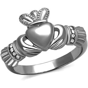 Eternal Sparkles Women's Silver Claddagh Celtic Irish Fashion Comfort Statement Love Ring