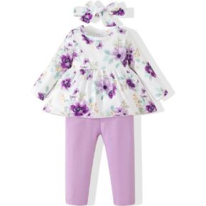 Renotemy Toddler Girl Clothes Outfits Baby Girl Clothes Infant Girl Clothing Tops Floral Pants Set Cute Outfits for Girls