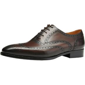 Men's Dress Derby Wingtip Brogue Comfort Plain Toe Genuine Leather Oxford Classic Formal Shoes