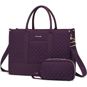 LOVEVOOK Laptop Bags for Women, 15.6 inch Waterproof Work Tote Bag with Clutch, Professional Teacher Computer Purse Lightweight Shoulder Bag Travel, Quilted Beige & Brown in Saudi Arabia