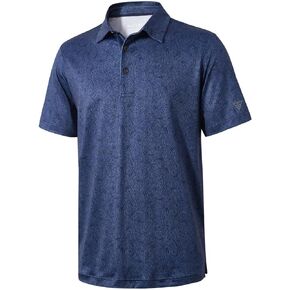 Men's Golf Polo Shirts Short Sleeve Striped Performance Moisture Wicking Dry Fit Golf Shirts for Men