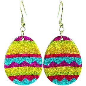 أقراط متدلية لعيد الفصح لطيفة ومضحكة من الأكريليك الملون اللامع على شكل أرنب بيضة أرنب متألقة للربيع للنساء والفتيات، هدية مجوهرات لعيد الفصح السعيد in Kuwait