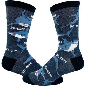 Crazy Dog T-Shirts Men's Shark Da-Dum Socks Funny Shark Movie Theme Song Ocean Beach Vaction Footwear