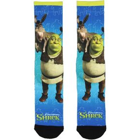 Shrek Donkey and Shrek Sublimated All Over Print Crew Socks