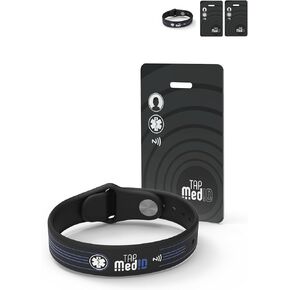 TapMedID - Travel Security Luggage Tag + Medical ID Bracelet | Essential for Travelers | Pack of 2 Tags | Ideal for Baggage, Suitcases, Backpacks | No Subscriptions Required | Medical ID Included
