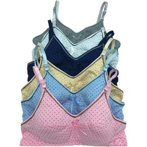 6 Pieces Wire Free No Padding Teenager Girl Cotton Junior Training Bra A Cup