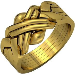 OFLIUM 6 band Gold plated 925 sterling silver Turkish Puzzle ring Knot interlocking Ring Women Men ring Gift for him, gift for her gift for dad INCLUDED INSTRUCTION