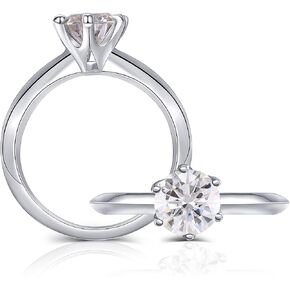 DovEggs Solitaire Moissanite Engagement Rings for Women 14K Gold QUALITY Sterling Silver 1ct 6.5mm G-H-I Color Moissanite Lab Grown Anniversary Wedding Ring 2mm Band Width