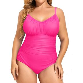 Aqua Eve Plus Size Swimsuit for Women Tummy Control One Piece Bathing Suit Vintage Swimwear