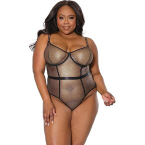Coquette womens Gold and Black TeddyLingerie