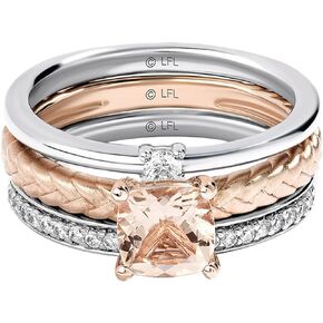 Jewelili Star Wars™ Fine Jewelry Galactic Royalty Women's Ring 1/5 Ct.Tw. White Diamonds and Morganite True Two Tone Silver and 10K Rose Gold