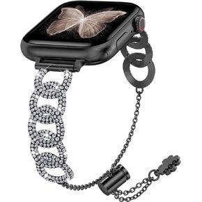 Wearlizer Compatible with Apple Watch Band 41mm 40mm 38mm 49mm 45mm 44mm 42mm Women, Bling Dressy Glitter Diamond Chain Bracelet Jewelry Metal Strap for iWatch Bands Ultra SE Series 9 8 7 6 5 4 3 2 1