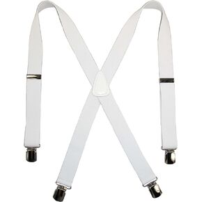 CTM® Men's Elastic with Anti Slip Pin Clip 1 1/2 Inch Solid Suspenders