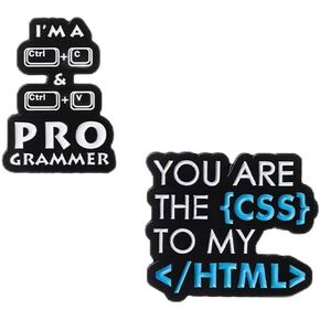 2PCs Trust Me I’m A Programmer Codes Like A Girl Brooch Computer IT Programming Buttons Enamel Lapel Pin Funny Words Brooch Pin Set Programmer Code Brooch Math Science Theme Badge Lapel Pin Programmer