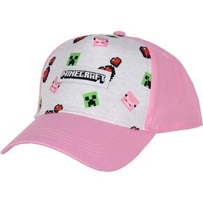Minecraft Youth Hat Floating Creeper Head Hearts Pig Face Pink Snapback OSFM Cap