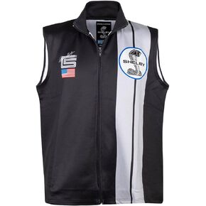 Shelby American Black Two Stripe Full-Zip Vest | Performance, Quick Dry, Moisture Wicking Fabric | Officially Licensed Shelby® Product | XX-Large
