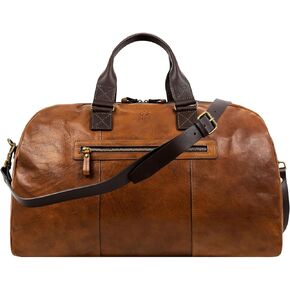Time Resistance Leather Duffel Bag - Full Grain Leather Travel Bag - Gym Bag for Men and Women - Overnight or Weekender Bag - Leather Luggage Bag - Shoulder Bag