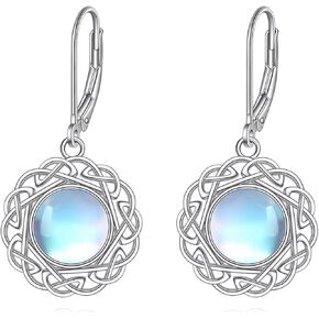 JOERPH Celtic Knot Moonstone Dangle Earrings 925 Sterling Silver Moonstone Drop Earrings Leverback Celtic Knot Jewelry Gift for Women Mother Wife Daughter in Kuwait