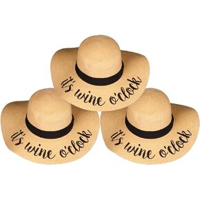Funky Junque Womens Friends & Family Vacation Embroidered Floppy Beach Sun Hat Bundle