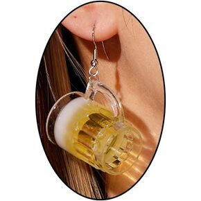 3D Simulation Beer Mug Dangle Earrings Acrylic Wine Glass Earrings Funny Earrings Creative Party Jewelry