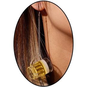 3D Simulation Beer Mug Dangle Earrings Acrylic Wine Glass Earrings Funny Earrings Creative Party Jewelry
