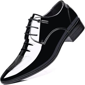 Men's Glitter Faux Patent Leather Tuxedo Derby Dress Shoes Modern Lace-up Formal Oxford