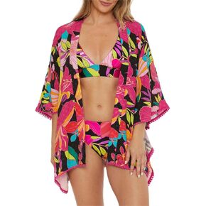 Trina Turk Women's Standard Solar Tunic, Casual Open Front, Floral Print, Beach Cover Ups, Multicolor in Saudi Arabia
