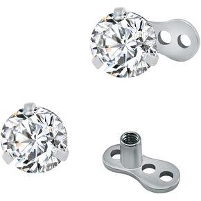 مكعب زركونيا مرساة جلدية 14G قمم 3 مم 4 مم 5 مم فولاذ جراحي داخليًا ملولب جلدي مرساة قاعدة ثقب الجلد للنساء والرجال