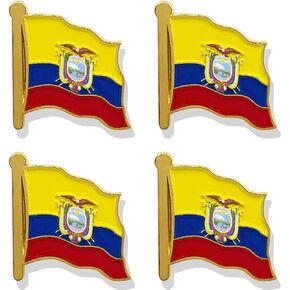 4 Pack Ecuador Flag Lapel Pin - Ecuadorian Flags Pins Lapel Hat Backpacks Suit Decoration & Men Women Waving Patriotic Enamel Metal Badge Souvenir