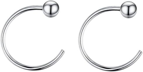 Minimalist 2mm Ball Tiny Half Hoop Earrings Sterling Silver Fashion Black Huggie Cuff Hoops Cartilage Tragus Piercing Nose Rings Studs for Women Girls Men in Saudi Arabia