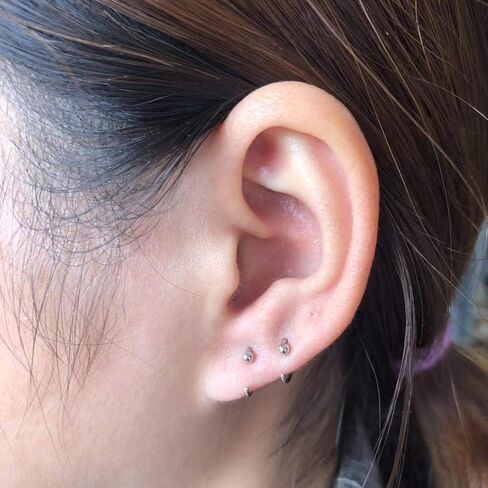 Minimalist 2mm Ball Tiny Half Hoop Earrings Sterling Silver Fashion Black Huggie Cuff Hoops Cartilage Tragus Piercing Nose Rings Studs for Women Girls Men in Saudi Arabia