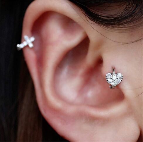 Cross Earrings Cubic Zirconia Cartilage Small Hinged Huggie Hoop Earrings for Women Girls S925 Sterling Silver Tiny CZ Tragus Stud Helix Upper Ear Dainty Crystal Jewelry Christmas Gifts in Saudi Arabia
