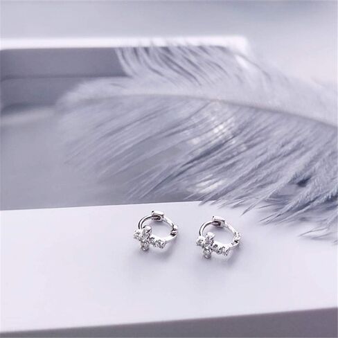 Cross Earrings Cubic Zirconia Cartilage Small Hinged Huggie Hoop Earrings for Women Girls S925 Sterling Silver Tiny CZ Tragus Stud Helix Upper Ear Dainty Crystal Jewelry Christmas Gifts in Saudi Arabia