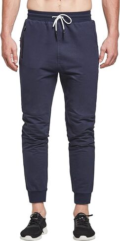 بنطال رياضي رجالي من FEDTOSING بنطال رياضي مدبب مناسب للجيم للرجال مع جيوب بسحاب in Kuwait