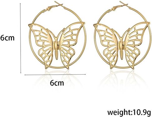 Butterfly Hoop Earrings Hollow Round Butterfly Earrings Big Gold Circle Earrings for Women Girls Jewelry Gifts in Saudi Arabia