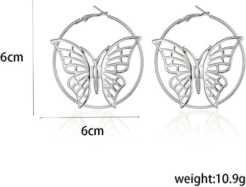 Butterfly Hoop Earrings Hollow Round Butterfly Earrings Big Gold Circle Earrings for Women Girls Jewelry Gifts in Saudi Arabia