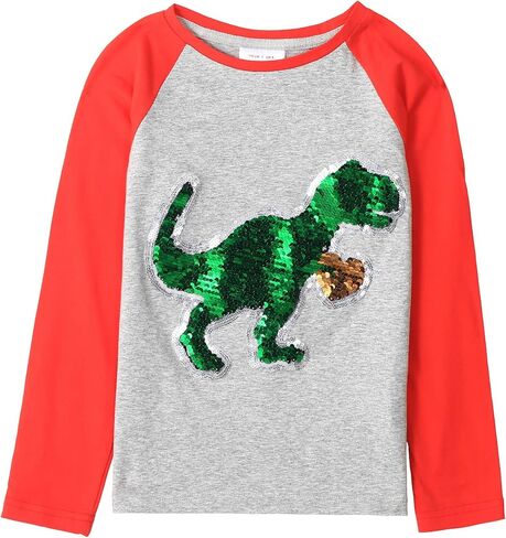 قمصان HH Family Valentine للأولاد تي شيرت للأطفال مزين بالترتر أو على شكل ديناصور على شكل قلب in Kuwait