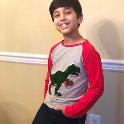 قمصان HH Family Valentine للأولاد تي شيرت للأطفال مزين بالترتر أو على شكل ديناصور على شكل قلب in Kuwait